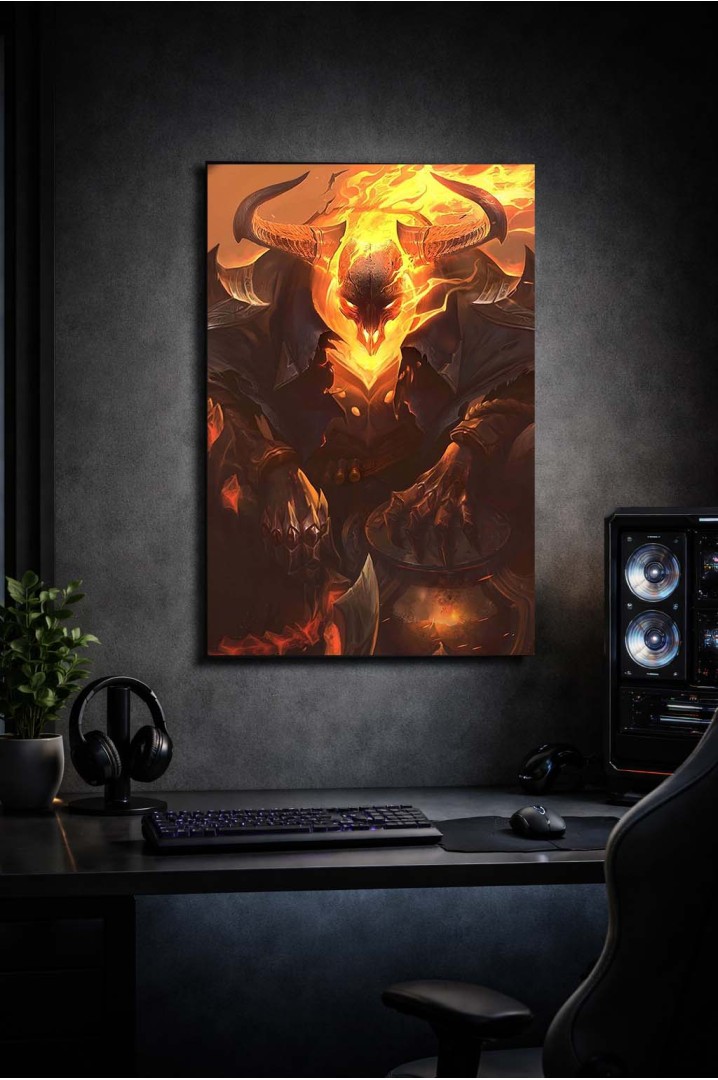 Póster Demonio Infernal de Fuego – Estilo Fantasía Oscura