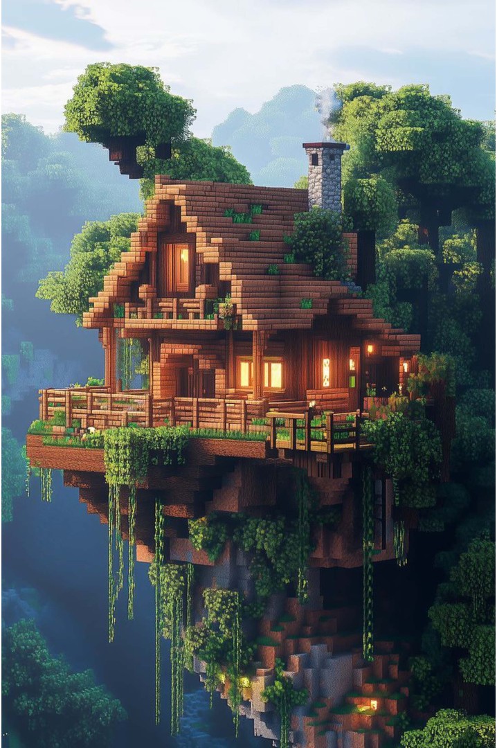 Póster Minecraft Casa en el Bosque