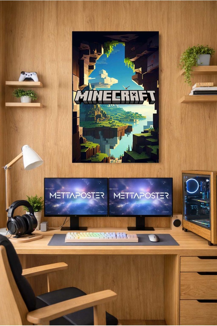 Póster Minecraft Paisaje – Mundo Pixel