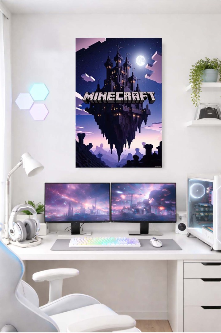 Póster Minecraft Castillo Flotante – Reino Nocturno