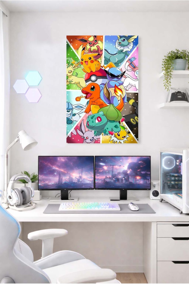 Póster Pokémon Evoluciones – Ilustración Anime Colorida