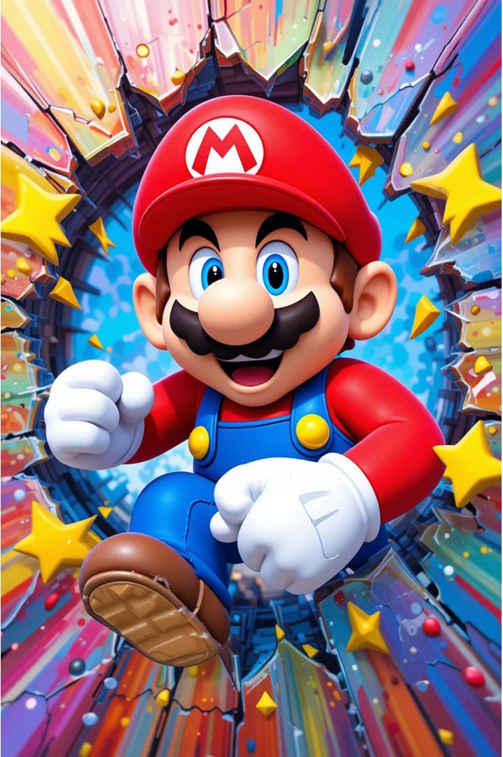 Póster Super Mario – Salto Estelar en Escena...