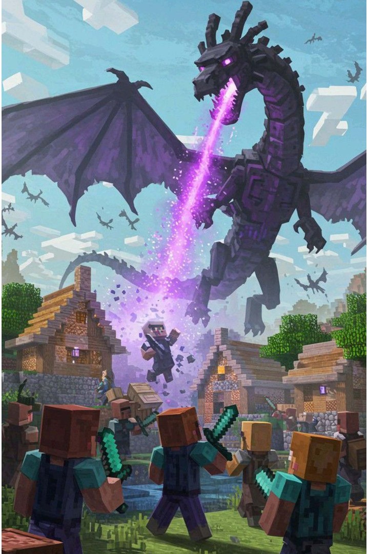 Mettaposter Minecraft Dragón Ender – Batalla...
