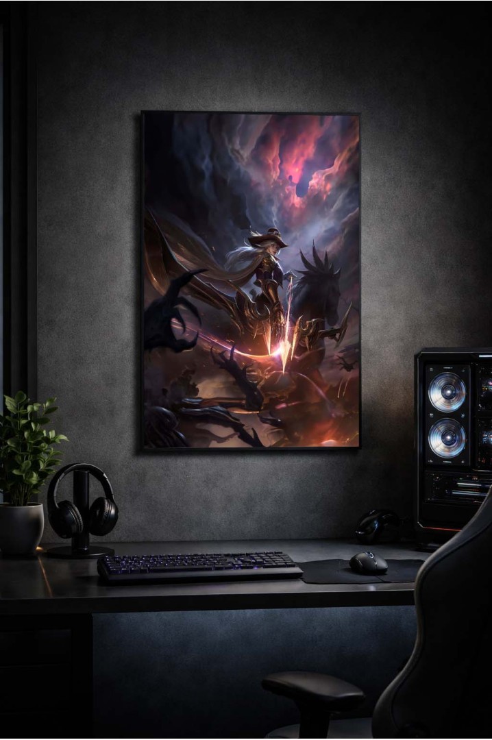 Mettaposter Ashe League of Legends – Diseño Épico Oscuro en Metacrilato Premium