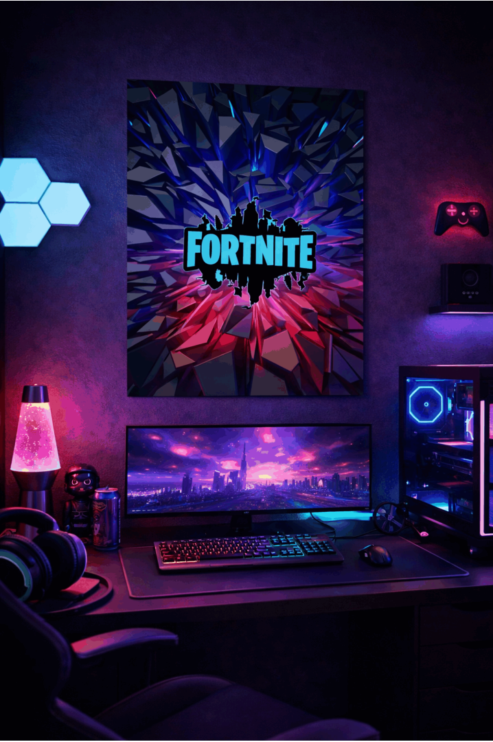 Mettaposter Fortnite Neon – Diseño Futurista en Metacrilato Premium