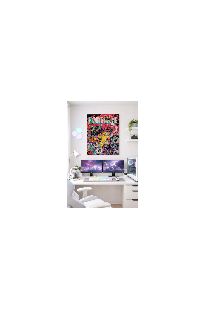 Mettaposter Fortnite Comic Chaos – Diseño Retro Explosivo en Metacrilato Premium