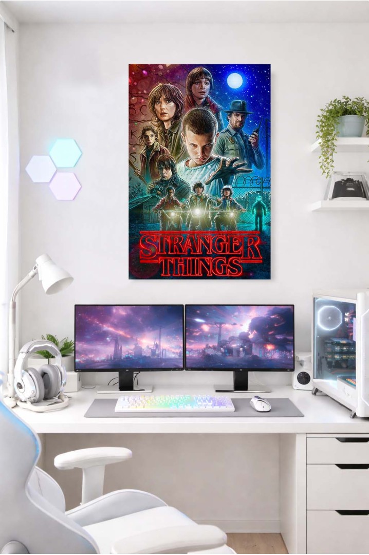 Mettaposter Stranger Things Retro – Eleven y Hawkins en Metacrilato Premium