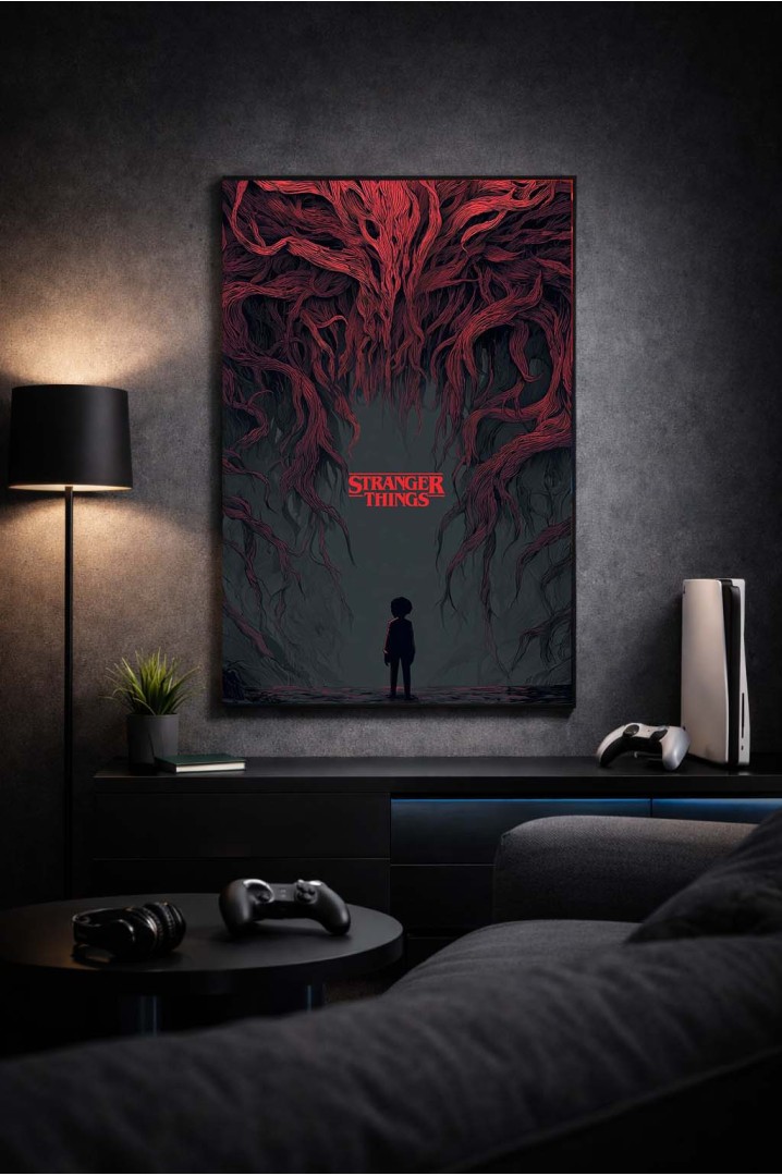 Mettaposter Stranger Things Upside Down – Diseño Oscuro en Metacrilato Premium