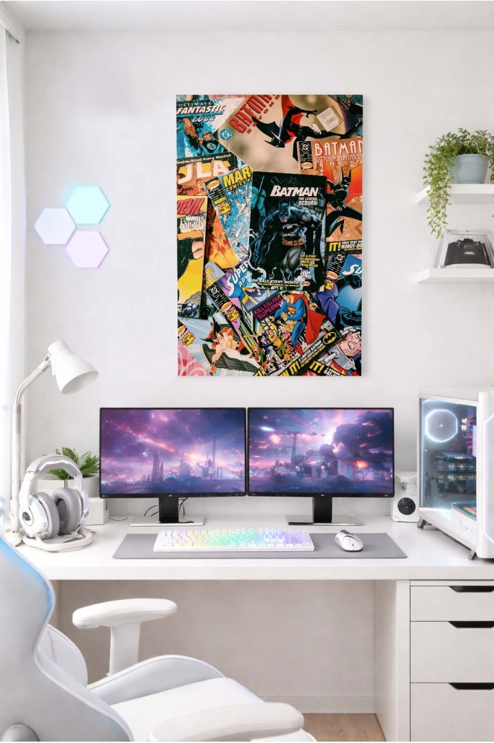 Mettaposter Batman Comic Collage – Póster Retro DC Comics en Metacrilato